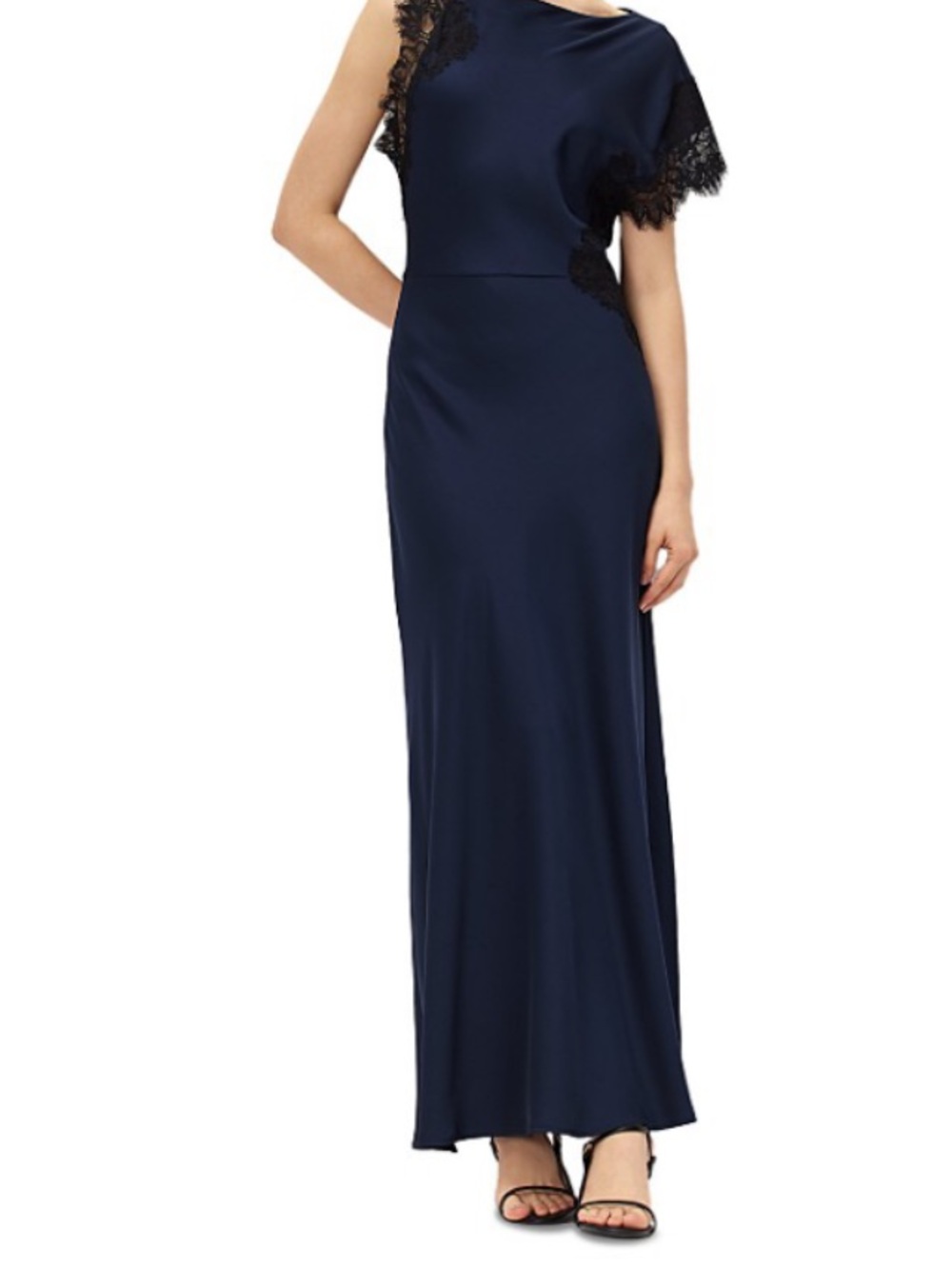 Elodie the Label Elegant and Soft Maris Blue with Black Lace Maxi Dress. NWT - Picture 2 of 10